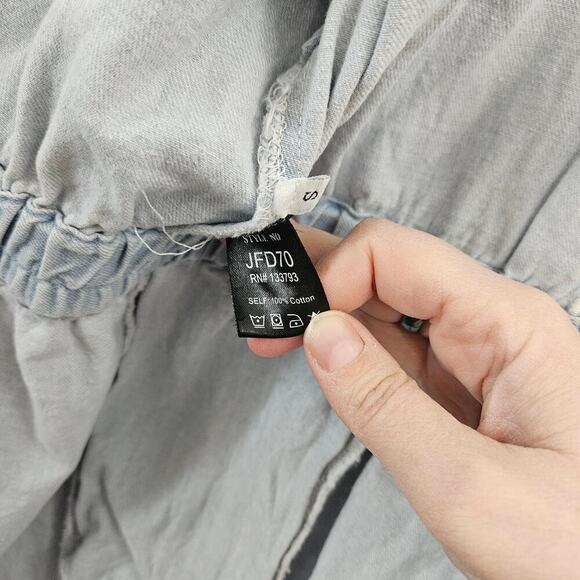 POL Denim Button Front Elastic Waist Cotton Midi Dress Size Small - Picture 7 of 8